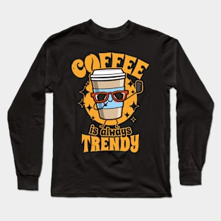 Funny Cute Kawaii Millennial Coffee Taking Selfie Cartoon Meme Long Sleeve T-Shirt